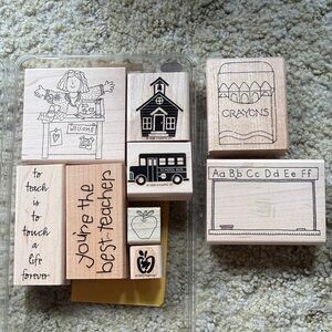 Teacher Appreciation Wood Stamp Set - Natural Wood